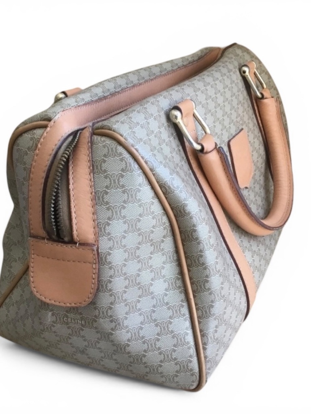 Auth Celine vintage Beige macadam classic coated canvas large boston bag - Picture 3 of 6